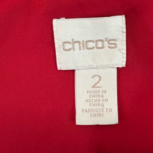 Chico's Women's Red Long Sleeve Blouse Size 2 - Picture 16 of 17